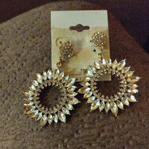 Radiant Gold & Rhinestone Sunburst Earrings